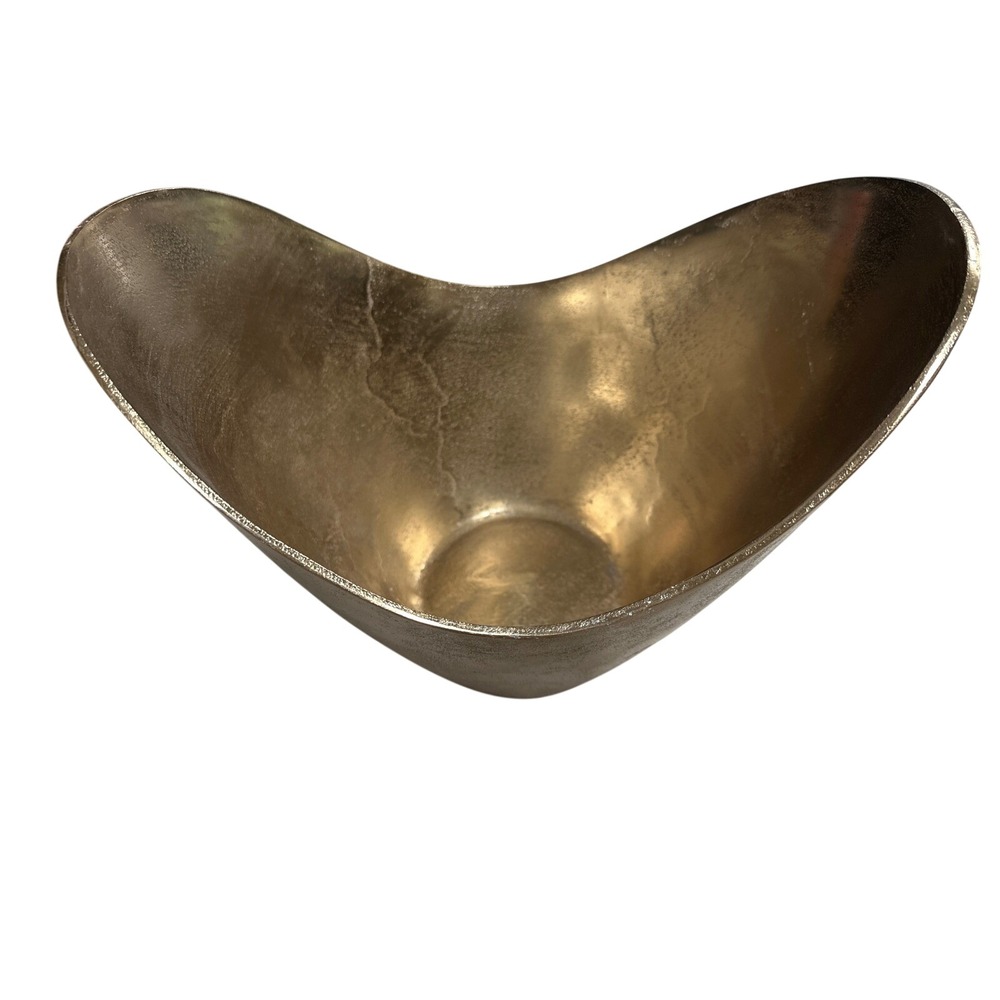 Howard Elliott 35137 Raw Gold Aluminum Hi-Lo Sculptural Accent Bowl Centerpiece